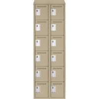 Clean Line Lockerette, 6 -tier, Bank of 2, 24" x 18" x 78", Steel, Beige, Rivet (Assembled) M & M Nord Ouest Inc