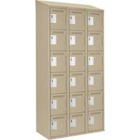 Clean Line Lockerette, 6 -tier, Bank of 3, 36" x 18" x 78", Steel, Beige, Rivet (Assembled) M & M Nord Ouest Inc