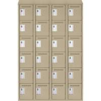 Clean Line Lockerette, 6 -tier, Bank of 4, 48" x 18" x 78", Steel, Beige, Rivet (Assembled) M & M Nord Ouest Inc