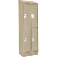 Clean Line Lockers, 2 -tier, Bank of 2, 24" x 18" x 82", Steel, Beige, Rivet (Assembled) M & M Nord Ouest Inc