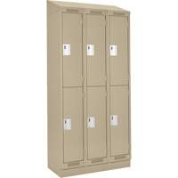 Clean Line Lockers, 2 -tier, Bank of 3, 36" x 18" x 82", Steel, Beige, Rivet (Assembled) M & M Nord Ouest Inc