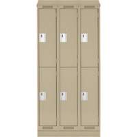Clean Line Lockers, 2 -tier, Bank of 3, 36" x 18" x 82", Steel, Beige, Rivet (Assembled) M & M Nord Ouest Inc