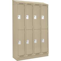 Clean Line Lockers, 2 -tier, Bank of 4, 48" x 18" x 82", Steel, Beige, Rivet (Assembled) M & M Nord Ouest Inc