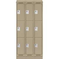 Clean Line Lockers, 3 -tier, Bank of 3, 36" x 18" x 82", Steel, Beige, Rivet (Assembled) M & M Nord Ouest Inc