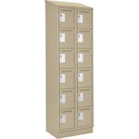 Clean Line Lockerette , 6 -tier, Bank of 2, 24" x 18" x 82", Steel, Beige, Rivet (Assembled) M & M Nord Ouest Inc