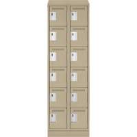 Clean Line Lockerette , 6 -tier, Bank of 2, 24" x 18" x 82", Steel, Beige, Rivet (Assembled) M & M Nord Ouest Inc