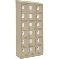 Clean Line Lockerette , 6 -tier, Bank of 3, 36" x 18" x 82", Steel, Beige, Rivet (Assembled) M & M Nord Ouest Inc