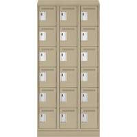 Clean Line Lockerette , 6 -tier, Bank of 3, 36" x 18" x 82", Steel, Beige, Rivet (Assembled) M & M Nord Ouest Inc