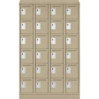 Clean Line Lockerette , 6 -tier, Bank of 4, 48" x 18" x 82", Steel, Beige, Rivet (Assembled) M & M Nord Ouest Inc
