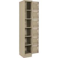 Clean Line Lockerette, 6 -tier, Bank of 4, 48" x 18" x 76", Steel, Beige, Rivet (Assembled) M & M Nord Ouest Inc