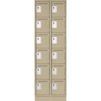 Clean Line Lockerette, 6 -tier, Bank of 2, 24" x 18" x 76", Steel, Beige, Rivet (Assembled) M & M Nord Ouest Inc