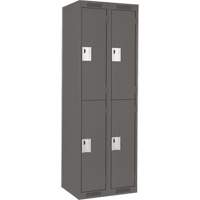 Clean Line Lockers, 2 -tier, Bank of 2, 24" x 18" x 72", Steel, Charcoal, Rivet (Assembled) M & M Nord Ouest Inc