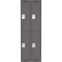 Clean Line Lockers, 2 -tier, Bank of 2, 24" x 18" x 72", Steel, Charcoal, Rivet (Assembled) M & M Nord Ouest Inc