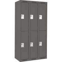 Clean Line Lockers, 2 -tier, Bank of 3, 36" x 18" x 72", Steel, Charcoal, Rivet (Assembled) M & M Nord Ouest Inc