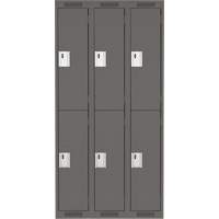 Clean Line Lockers, 2 -tier, Bank of 3, 36" x 18" x 72", Steel, Charcoal, Rivet (Assembled) M & M Nord Ouest Inc