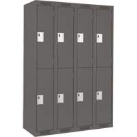 Clean Line Lockers, 2 -tier, Bank of 4, 48" x 18" x 72", Steel, Charcoal, Rivet (Assembled) M & M Nord Ouest Inc
