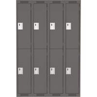 Clean Line Lockers, 2 -tier, Bank of 4, 48" x 18" x 72", Steel, Charcoal, Rivet (Assembled) M & M Nord Ouest Inc