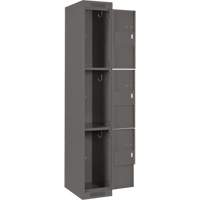 Clean Line Lockers, 3 -tier, Bank of 4, 48" x 18" x 72", Steel, Charcoal, Rivet (Assembled) M & M Nord Ouest Inc