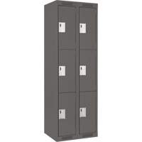 Clean Line Lockers, 3 -tier, Bank of 2, 24" x 18" x 72", Steel, Charcoal, Rivet (Assembled) M & M Nord Ouest Inc