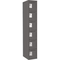 Clean Line Lockerette, 6 -tier, 12" x 18" x 72", Steel, Charcoal, Rivet (Assembled) M & M Nord Ouest Inc