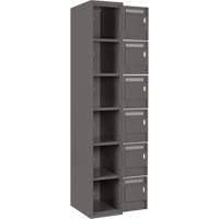 Clean Line Lockerette, 6 -tier, Bank of 4, 48" x 18" x 72", Steel, Charcoal, Rivet (Assembled) M & M Nord Ouest Inc