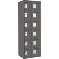 Clean Line Lockerette, 6 -tier, Bank of 2, 24" x 18" x 72", Steel, Charcoal, Rivet (Assembled) M & M Nord Ouest Inc