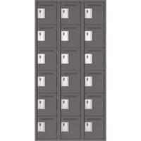 Clean Line Lockerette, 6 -tier, Bank of 3, 36" x 18" x 72", Steel, Charcoal, Rivet (Assembled) M & M Nord Ouest Inc
