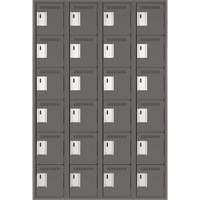 Clean Line Lockerette, 6 -tier, Bank of 4, 48" x 18" x 72", Steel, Charcoal, Rivet (Assembled) M & M Nord Ouest Inc