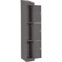 Clean Line Lockers, 3 -tier, Bank of 4, 48" x 18" x 78", Steel, Charcoal, Rivet (Assembled) M & M Nord Ouest Inc