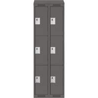 Clean Line Lockers, 3 -tier, Bank of 2, 24" x 18" x 78", Steel, Charcoal, Rivet (Assembled) M & M Nord Ouest Inc