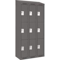 Clean Line Lockers, 3 -tier, Bank of 3, 36" x 18" x 78", Steel, Charcoal, Rivet (Assembled) M & M Nord Ouest Inc