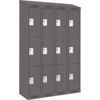 Clean Line Lockers, 3 -tier, Bank of 4, 48" x 18" x 78", Steel, Charcoal, Rivet (Assembled) M & M Nord Ouest Inc