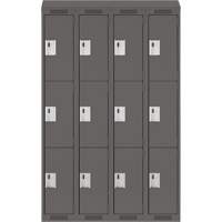Clean Line Lockers, 3 -tier, Bank of 4, 48" x 18" x 78", Steel, Charcoal, Rivet (Assembled) M & M Nord Ouest Inc