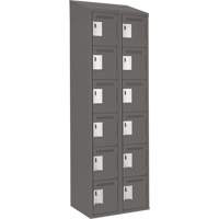 Clean Line Lockerette, 6 -tier, Bank of 2, 24" x 18" x 78", Steel, Charcoal, Rivet (Assembled) M & M Nord Ouest Inc
