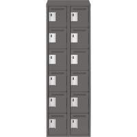 Clean Line Lockerette, 6 -tier, Bank of 2, 24" x 18" x 78", Steel, Charcoal, Rivet (Assembled) M & M Nord Ouest Inc