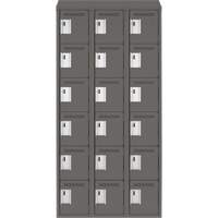 Clean Line Lockerette, 6 -tier, Bank of 3, 36" x 18" x 78", Steel, Charcoal, Rivet (Assembled) M & M Nord Ouest Inc