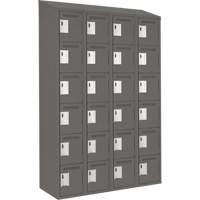 Clean Line Lockerette, 6 -tier, Bank of 4, 48" x 18" x 78", Steel, Charcoal, Rivet (Assembled) M & M Nord Ouest Inc