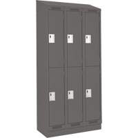 Clean Line Lockers, 2 -tier, Bank of 3, 36" x 18" x 82", Steel, Charcoal, Rivet (Assembled) M & M Nord Ouest Inc