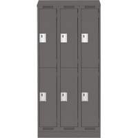 Clean Line Lockers, 2 -tier, Bank of 3, 36" x 18" x 82", Steel, Charcoal, Rivet (Assembled) M & M Nord Ouest Inc