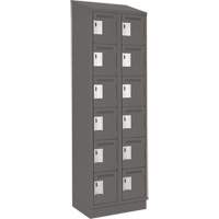 Clean Line Lockerette, 6 -tier, Bank of 2, 24" x 18" x 82", Steel, Charcoal, Rivet (Assembled) M & M Nord Ouest Inc