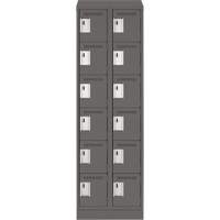 Clean Line Lockerette, 6 -tier, Bank of 2, 24" x 18" x 82", Steel, Charcoal, Rivet (Assembled) M & M Nord Ouest Inc