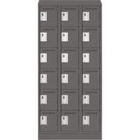 Clean Line Lockerette, 6 -tier, Bank of 3, 36" x 18" x 82", Steel, Charcoal, Rivet (Assembled) M & M Nord Ouest Inc