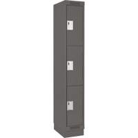 Clean Line Lockers, 3 -tier, 12" x 18" x 76", Steel, Charcoal, Rivet (Assembled) M & M Nord Ouest Inc