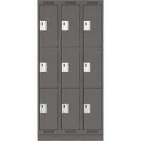 Clean Line Lockers, 3 -tier, Bank of 3, 36" x 18" x 76", Steel, Charcoal, Rivet (Assembled) M & M Nord Ouest Inc