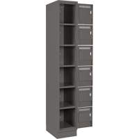 Clean Line Lockerette, 6 -tier, Bank of 4, 48" x 18" x 76", Steel, Charcoal, Rivet (Assembled) M & M Nord Ouest Inc