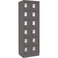 Clean Line Lockerette, 6 -tier, Bank of 2, 24" x 18" x 76", Steel, Charcoal, Rivet (Assembled) M & M Nord Ouest Inc