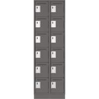 Clean Line Lockerette, 6 -tier, Bank of 2, 24" x 18" x 76", Steel, Charcoal, Rivet (Assembled) M & M Nord Ouest Inc