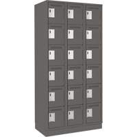 Clean Line Lockerette, 6 -tier, Bank of 3, 36" x 18" x 76", Steel, Charcoal, Rivet (Assembled) M & M Nord Ouest Inc