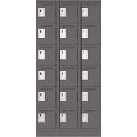 Clean Line Lockerette, 6 -tier, Bank of 3, 36" x 18" x 76", Steel, Charcoal, Rivet (Assembled) M & M Nord Ouest Inc