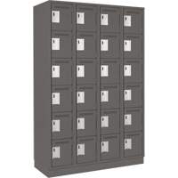 Clean Line Lockerette, 6 -tier, Bank of 4, 48" x 18" x 76", Steel, Charcoal, Rivet (Assembled) M & M Nord Ouest Inc
